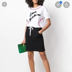 RARE Love Moschino Baseball Dress Mini Novelty | Black White Sequin | SZ 10